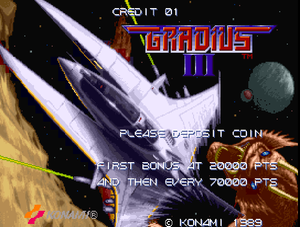 Gradius III (World, program code R) Title Screen